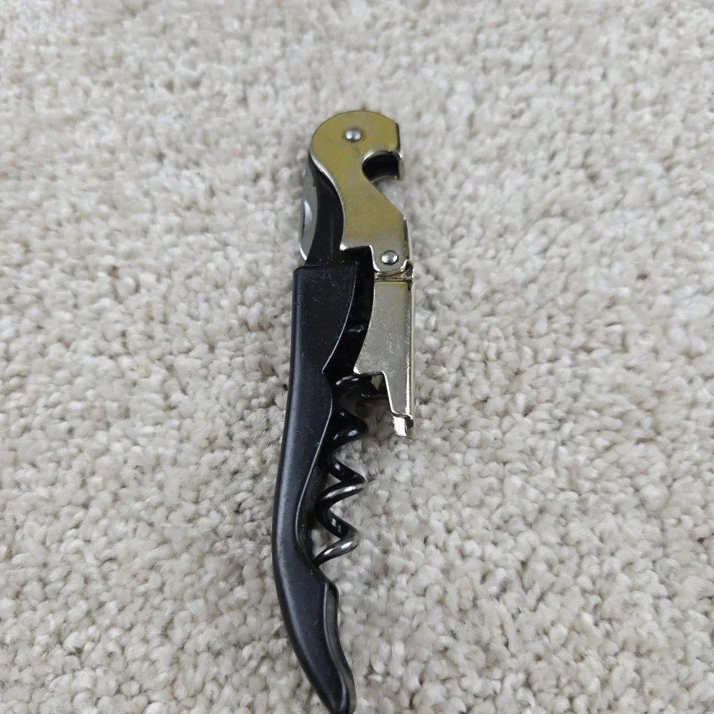 Trader Joe's Wine Opener Black‎ Waiter's Corkscrew Double Hinge Foil Cutter